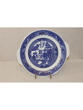 Vintage Royal China Blue Willow Handled Cake Plate Serving Tray